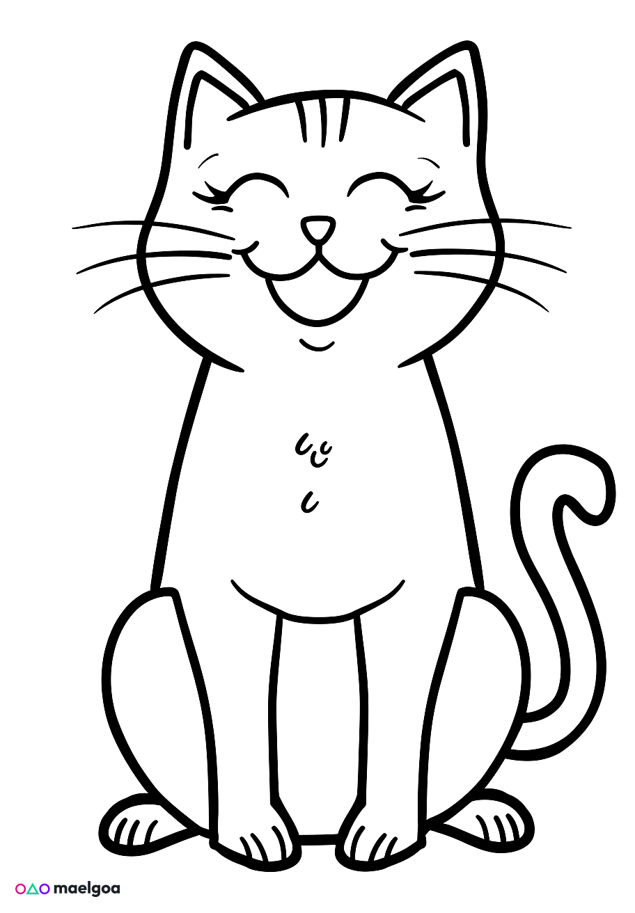 Image gratuite Coloriage visage chat souriant 4