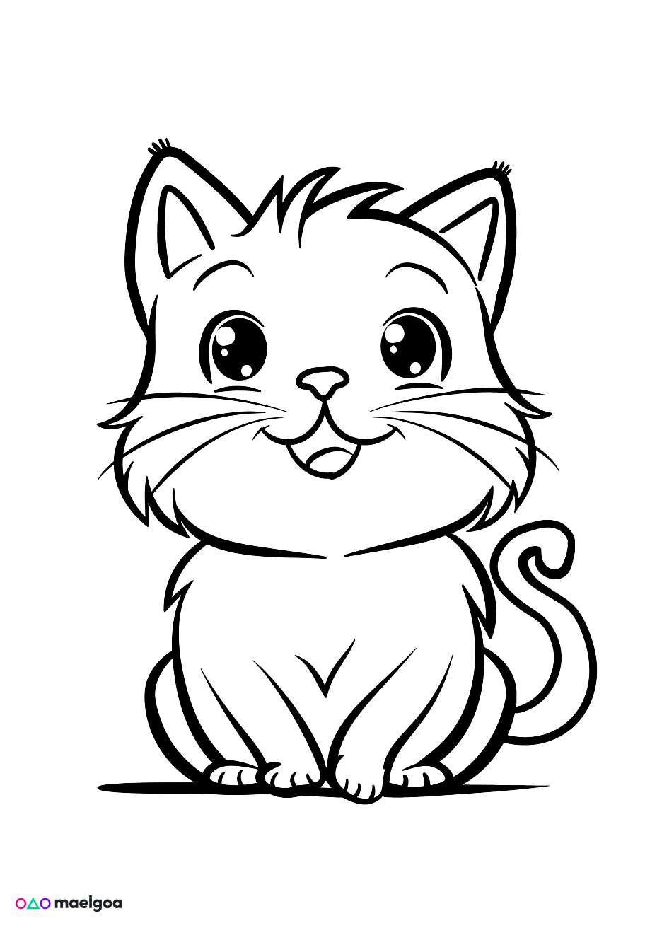 Image gratuite Coloriage visage chat souriant 5
