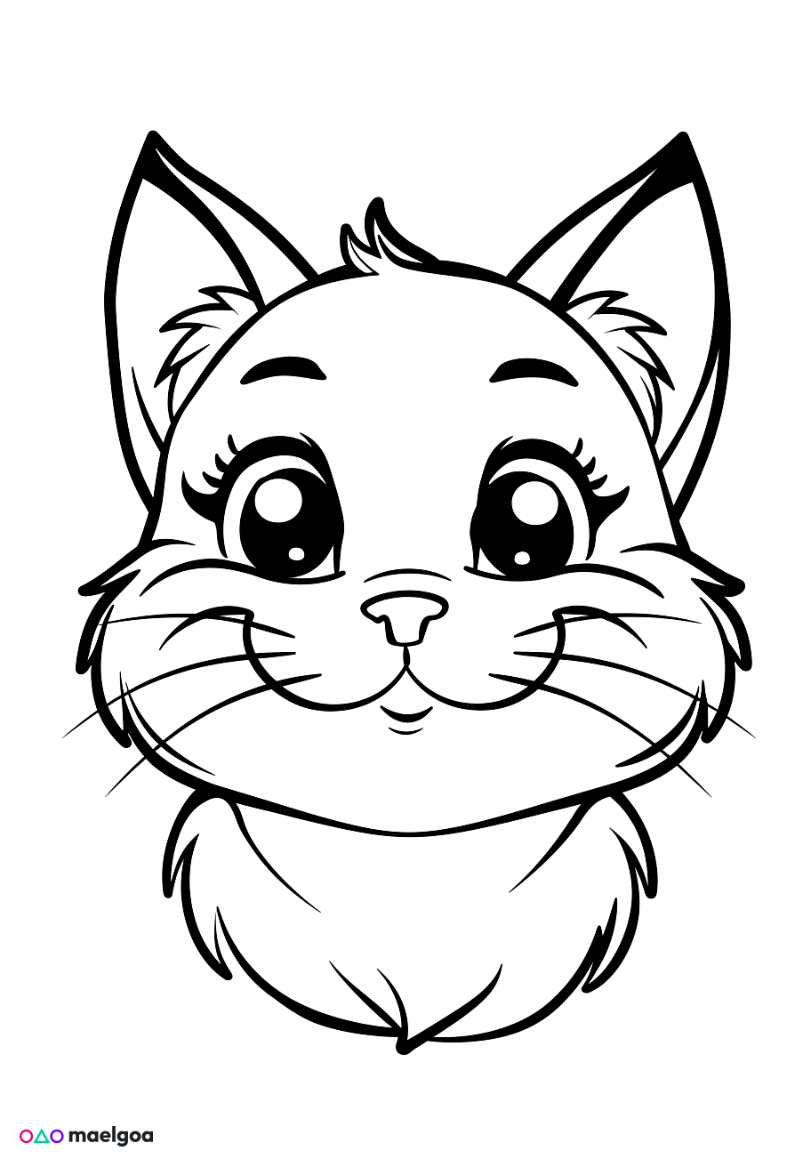 Image gratuite Coloriage visage chat souriant 6