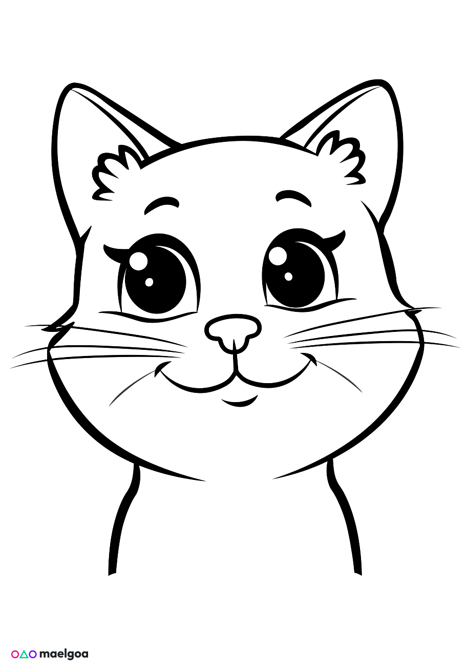 Image gratuite Coloriage visage chat souriant 7