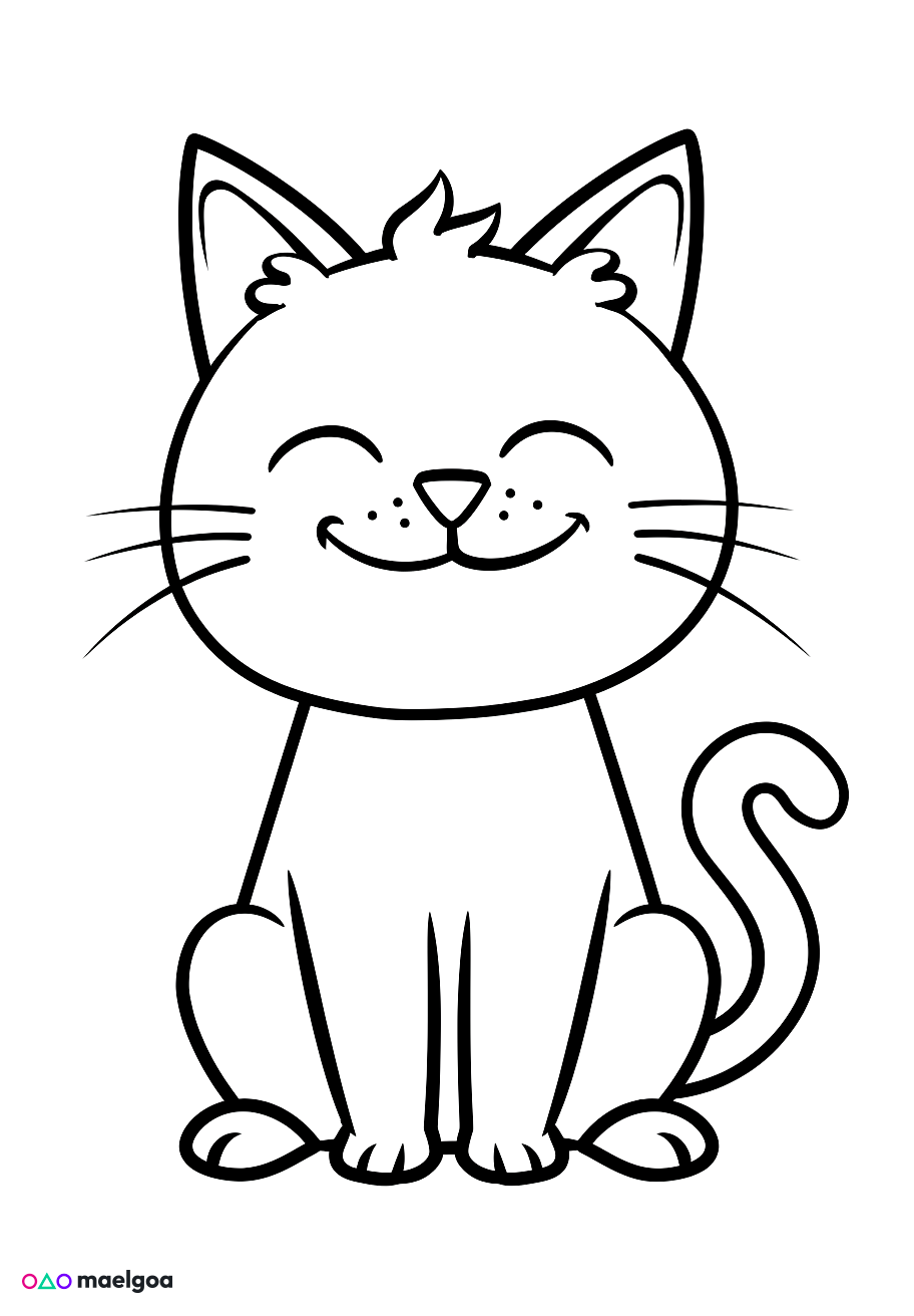 Image gratuite Coloriage visage chat souriant 8