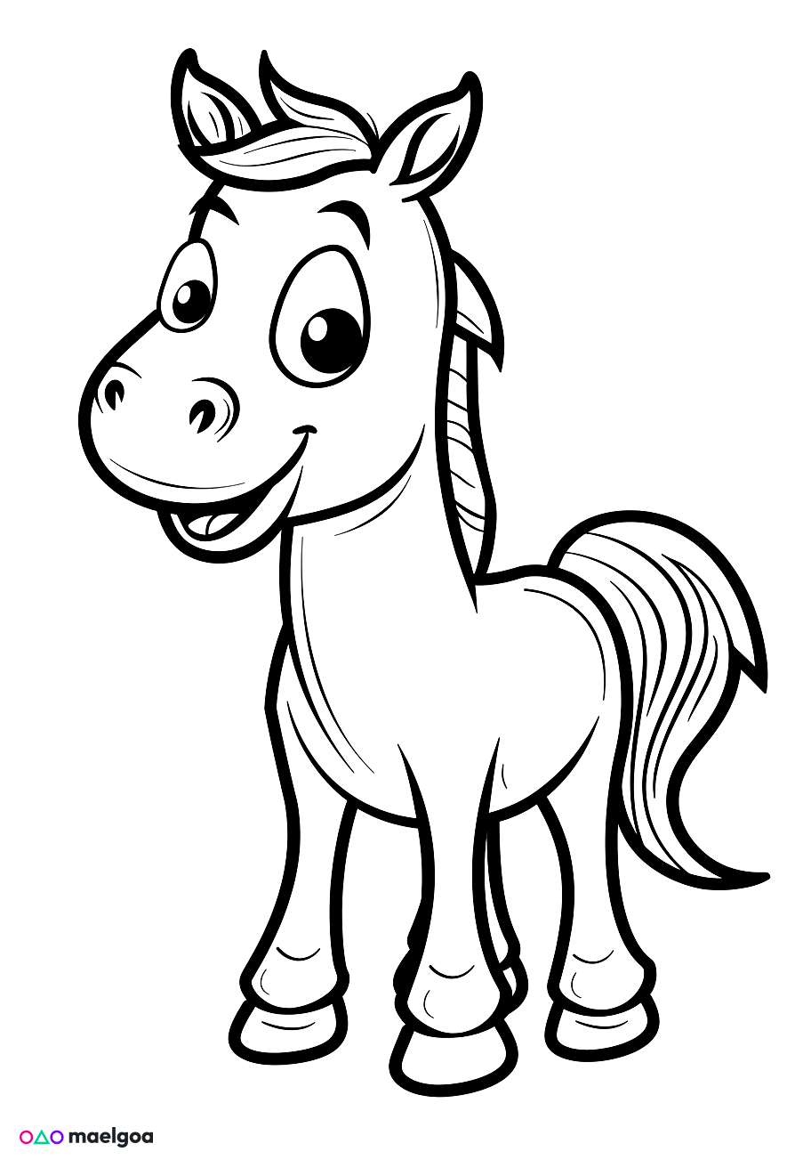Image gratuite Coloriage visage cheval souriant 1