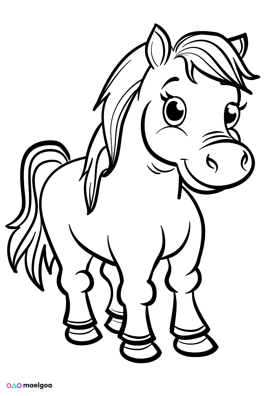 Image gratuite Coloriage visage cheval souriant 5
