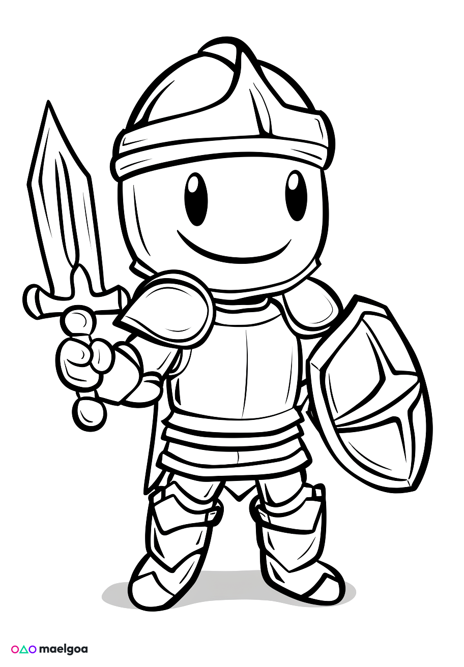 Image gratuite Coloriage visage chevalier souriant 4