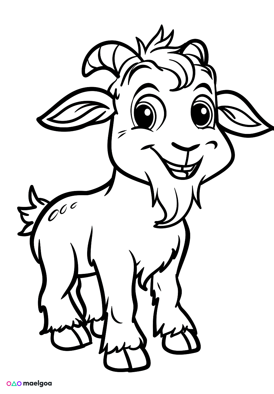 Image gratuite Coloriage visage chèvre souriant 1