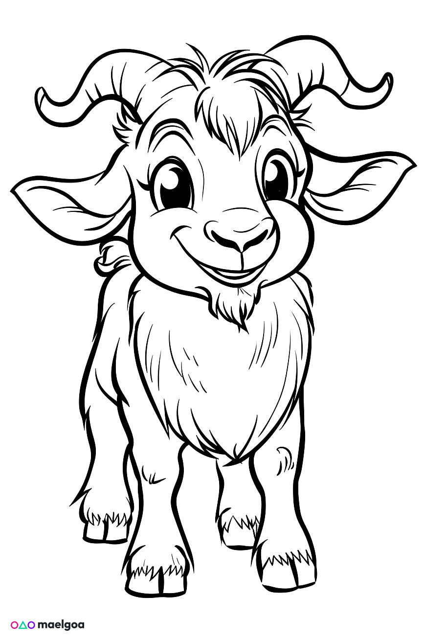 Image gratuite Coloriage visage chèvre souriant 2