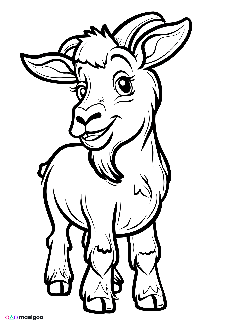Image gratuite Coloriage visage chèvre souriant 3