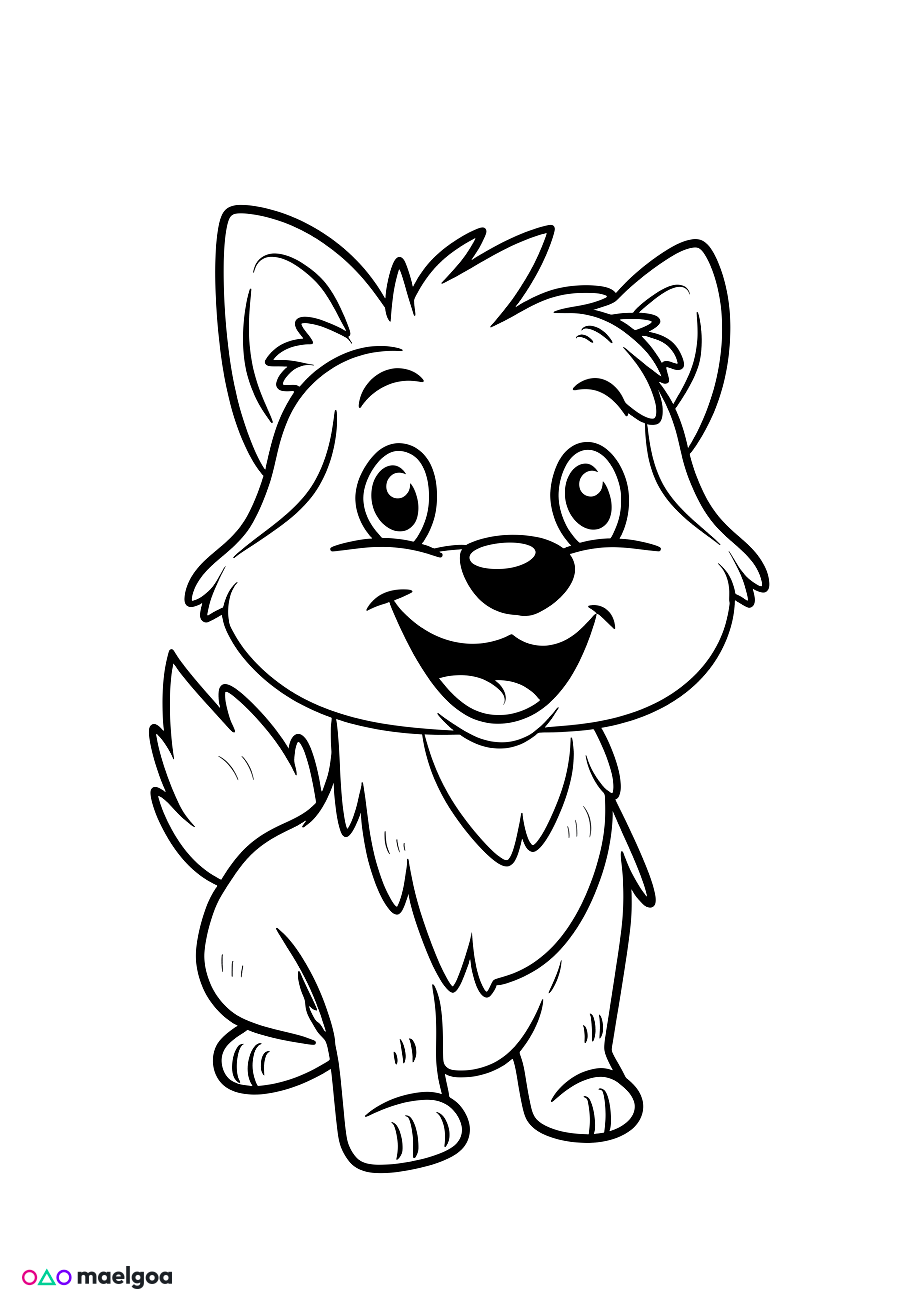 Image gratuite Coloriage visage chien souriant 1