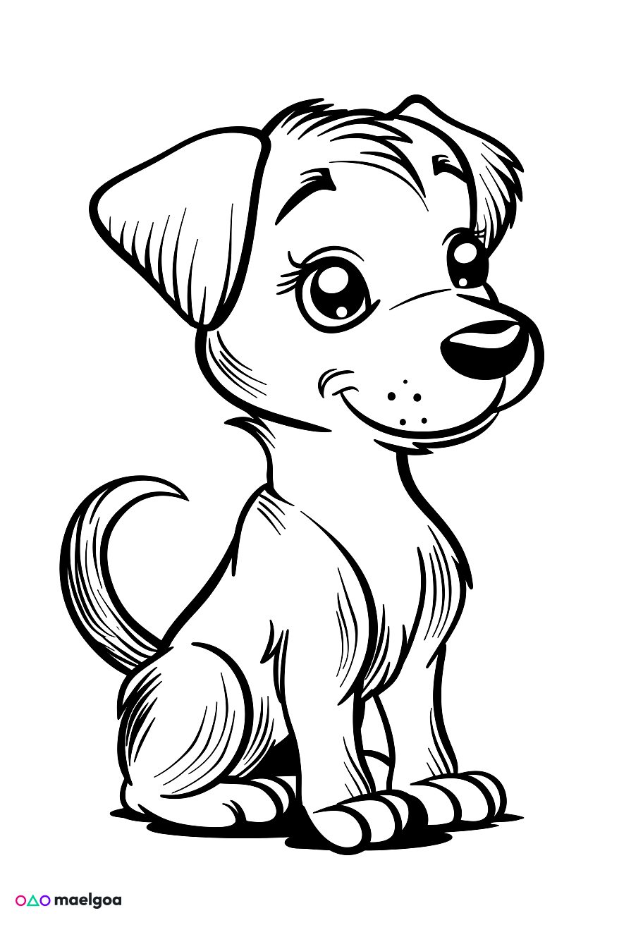 Image gratuite Coloriage visage chien souriant 2