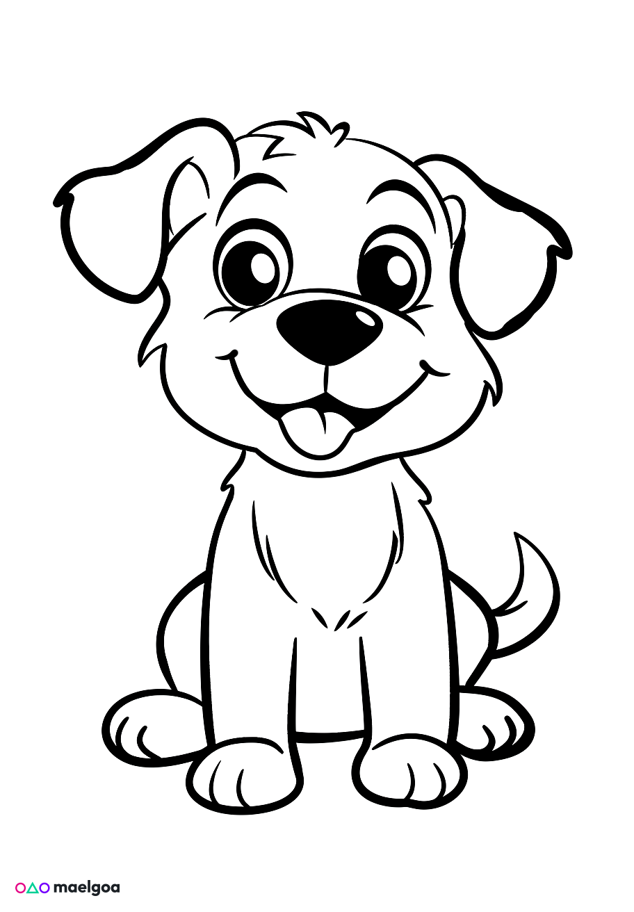 Image gratuite Coloriage visage chien souriant 3