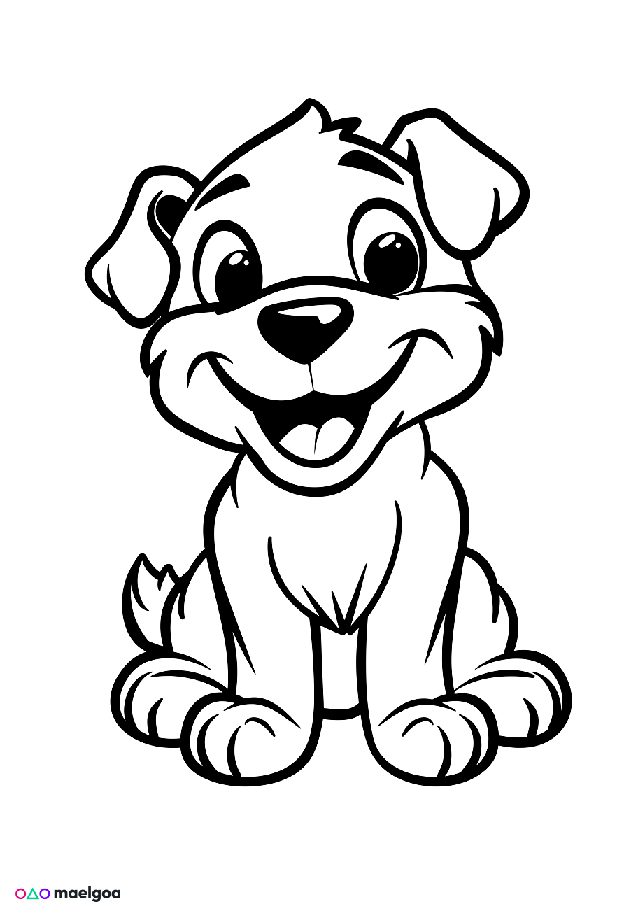 Image gratuite Coloriage visage chien souriant 4