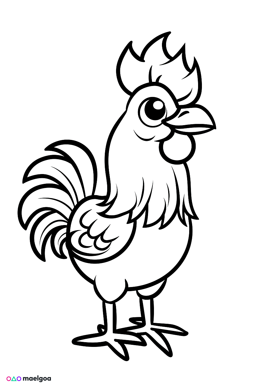 Image gratuite Coloriage visage coq souriant 2
