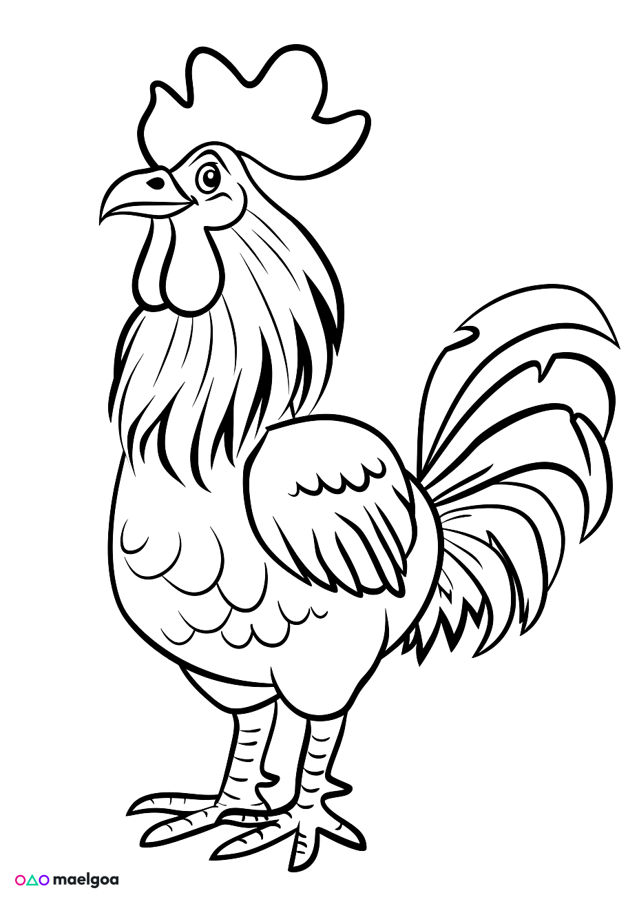 Image gratuite Coloriage visage coq souriant 3