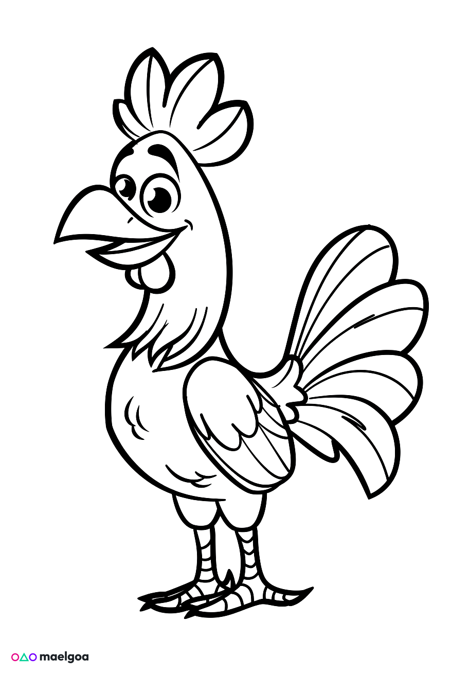 Image gratuite Coloriage visage coq souriant 4