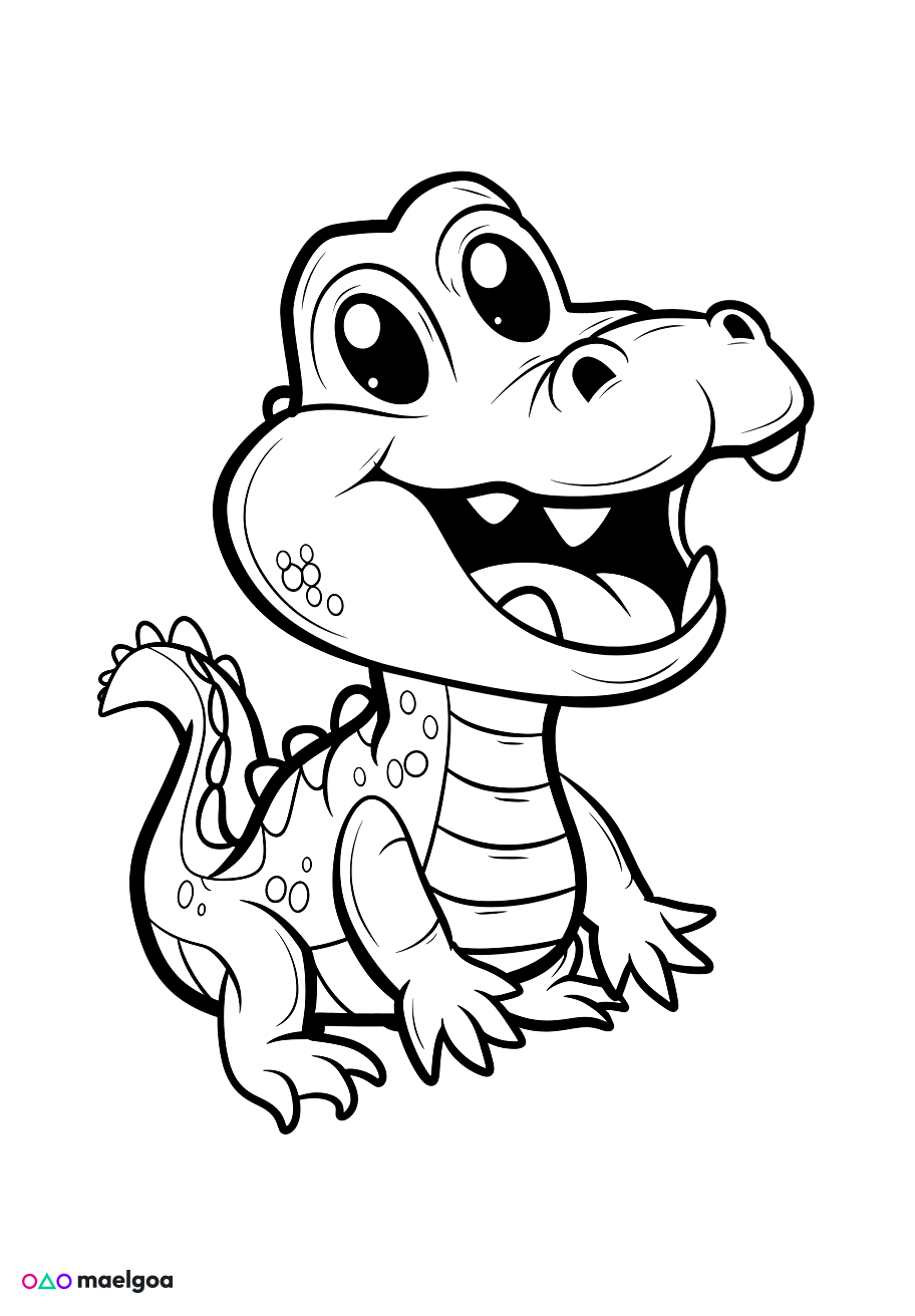Image gratuite Coloriage visage crocodile souriant 1