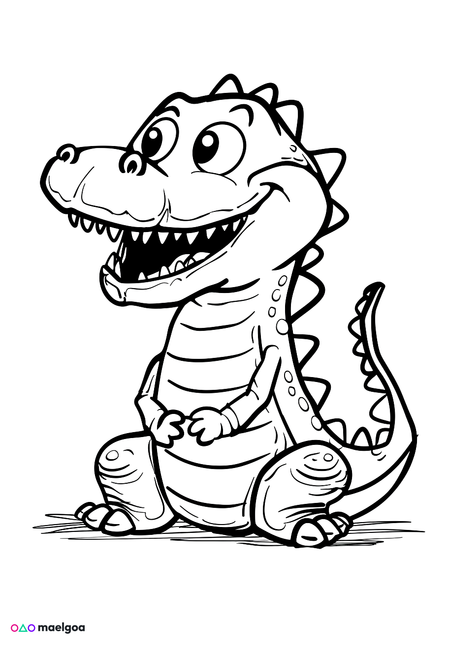 Image gratuite Coloriage visage crocodile souriant 2
