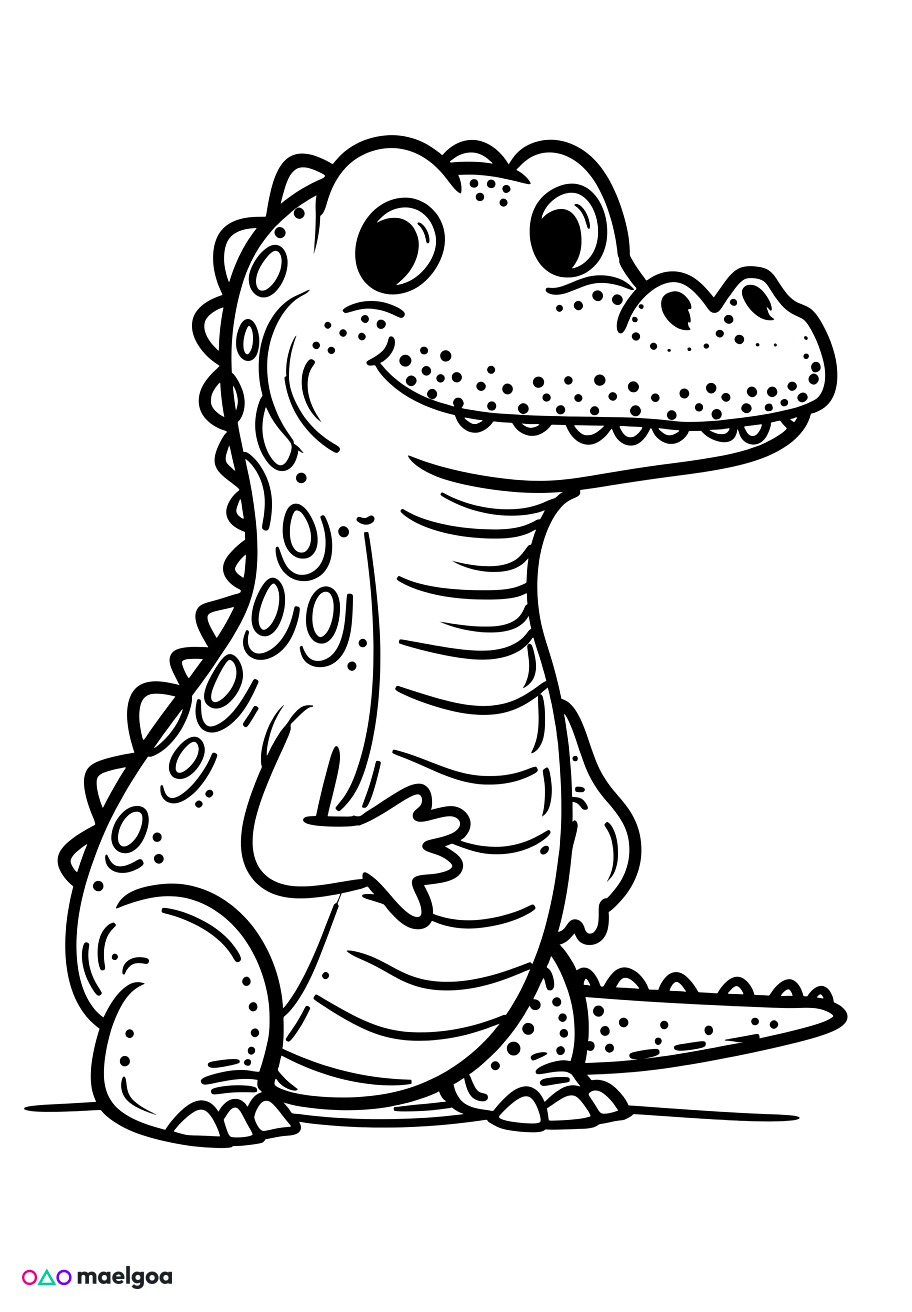 Image gratuite Coloriage visage crocodile souriant 3
