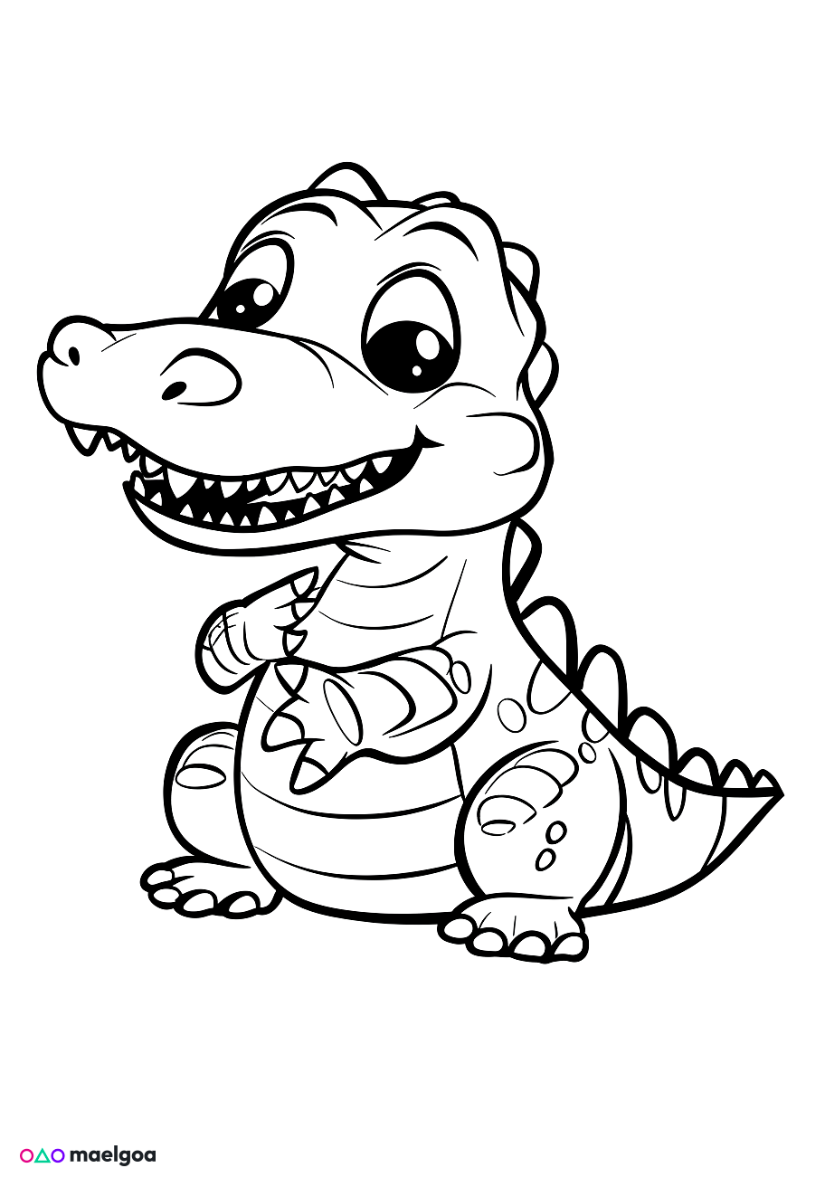 Image gratuite Coloriage visage crocodile souriant 4