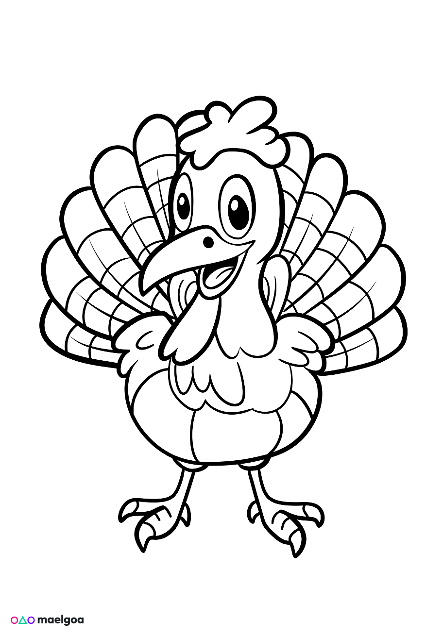 Image gratuite Coloriage visage dinde souriant 1
