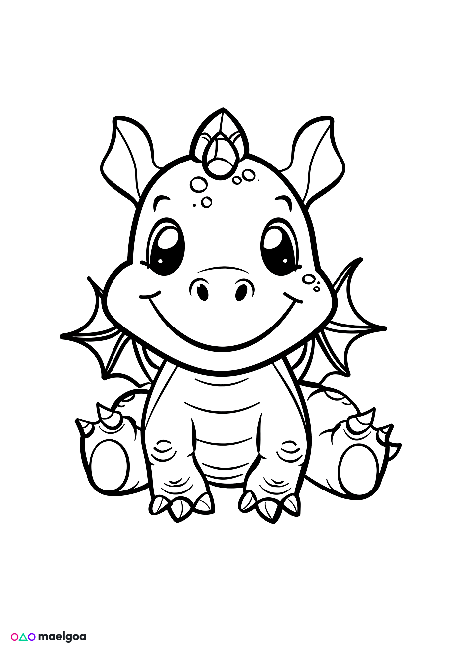 Image gratuite Coloriage visage dragon souriant 3