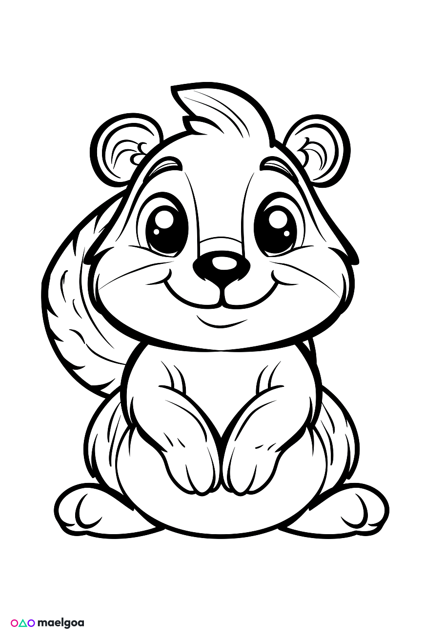 Image gratuite Coloriage visage écureuil souriant 1