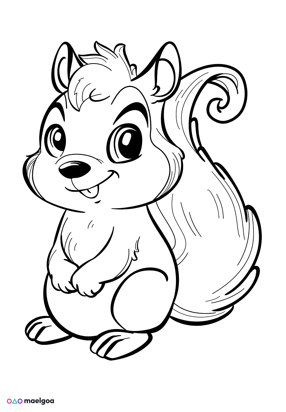 Image gratuite Coloriage visage écureuil souriant 2