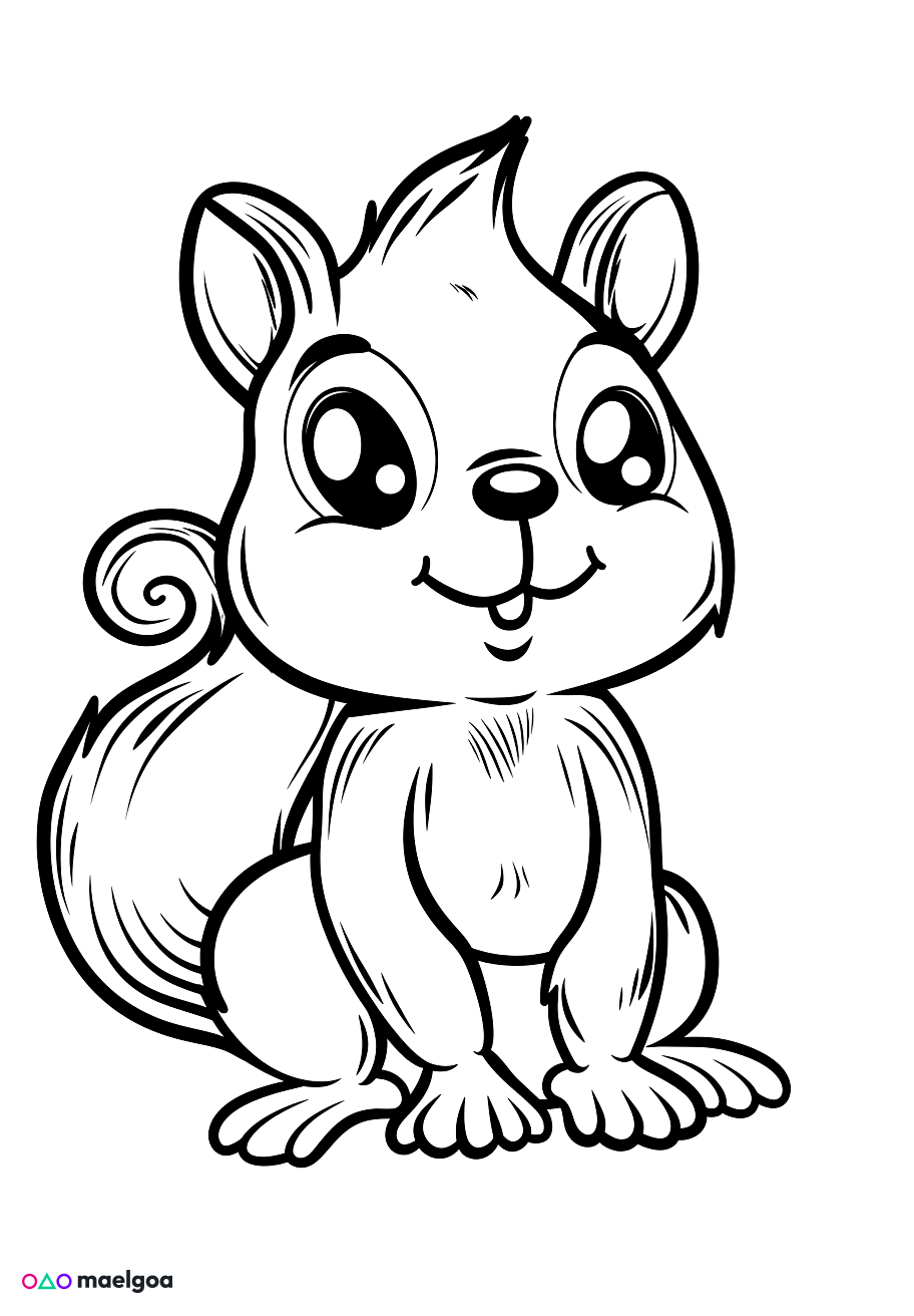 Image gratuite Coloriage visage écureuil souriant 3