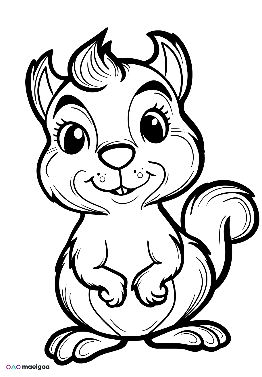 Image gratuite Coloriage visage écureuil souriant 4