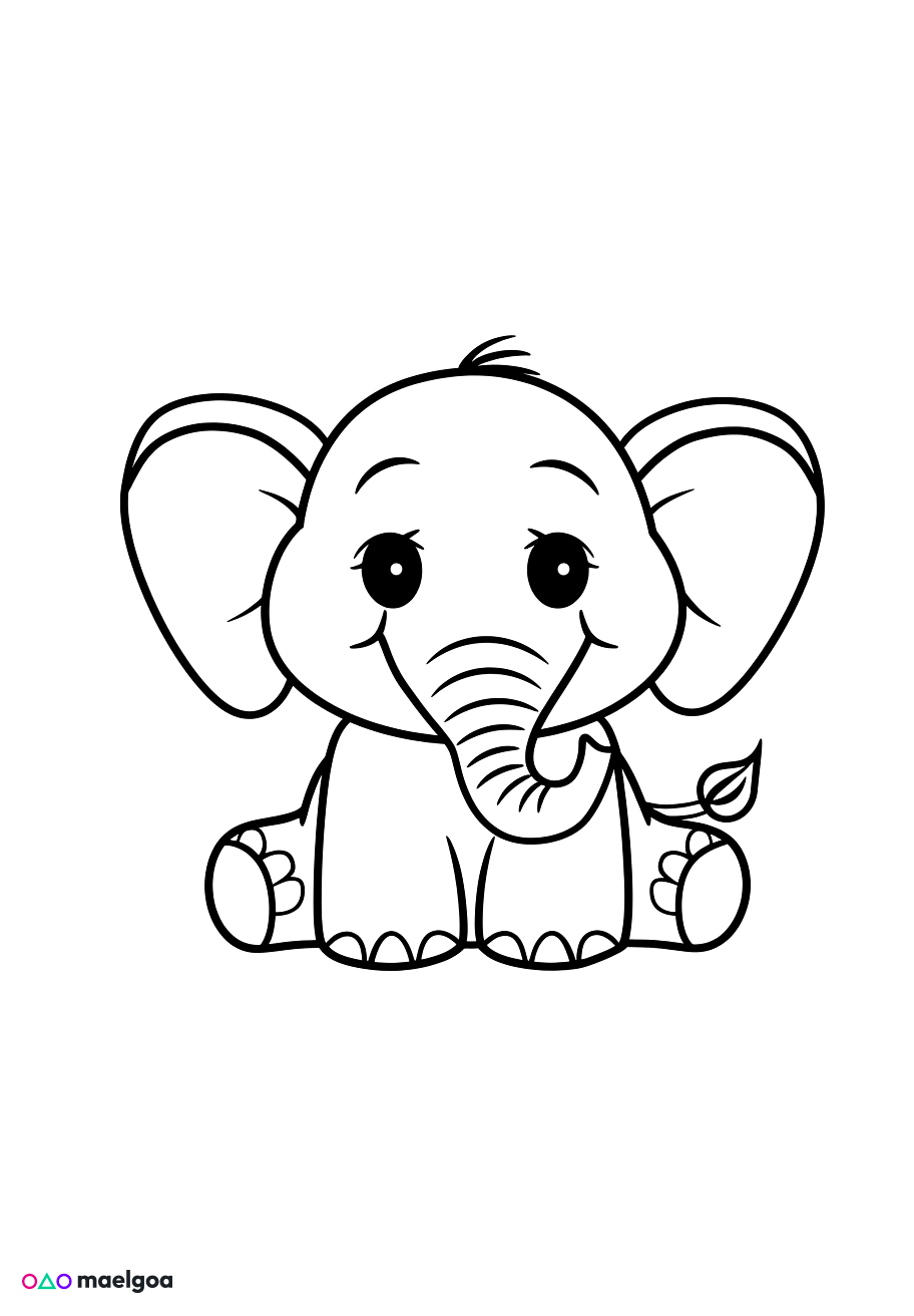 Image gratuite Coloriage visage éléphant souriant 1