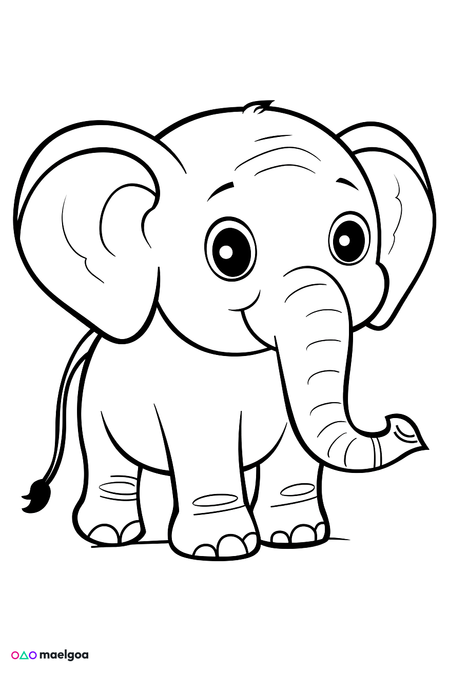 Image gratuite Coloriage visage éléphant souriant 3