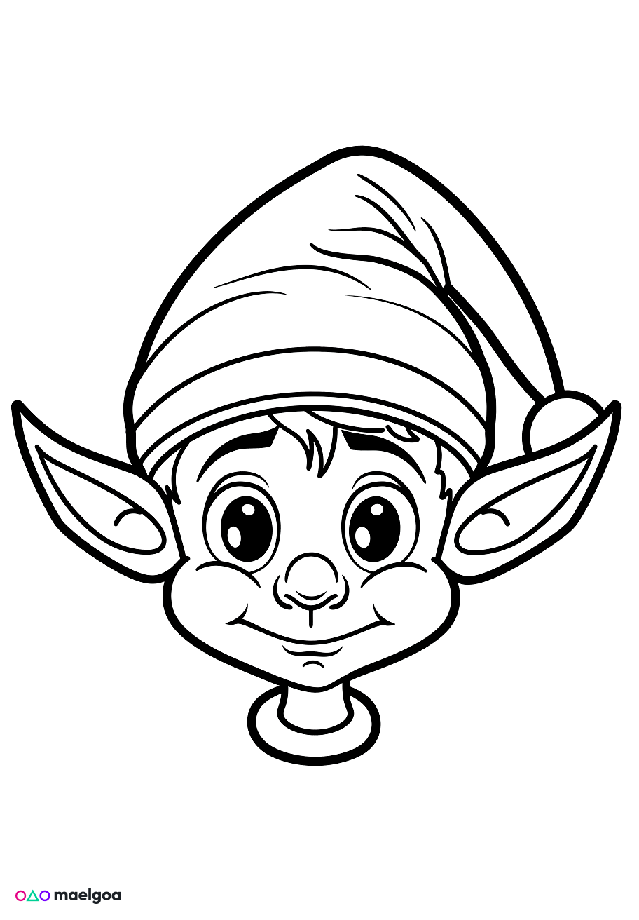 Image gratuite Coloriage visage elfe souriant 2