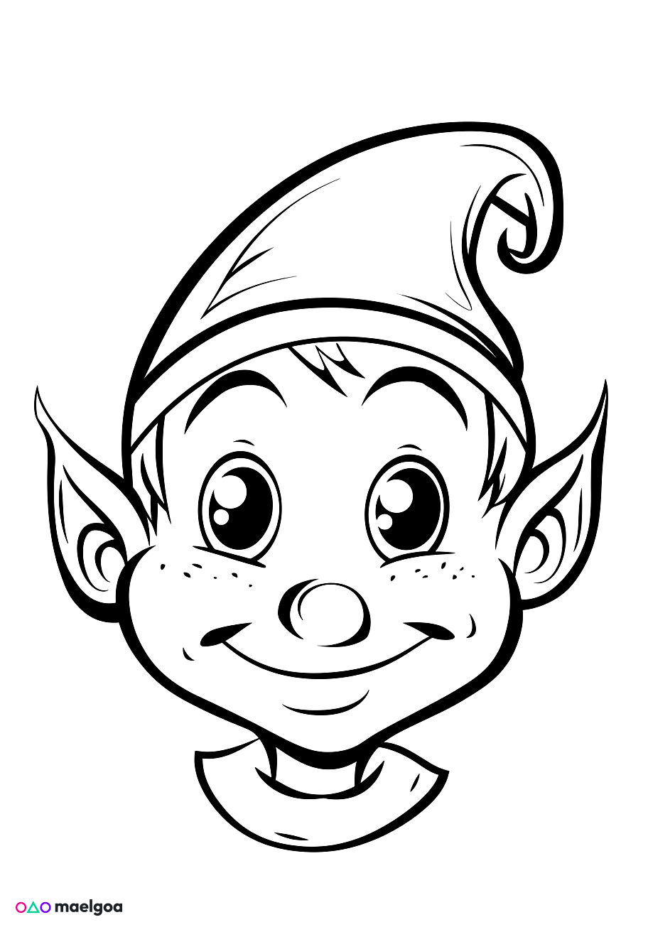 Image gratuite Coloriage visage elfe souriant 3