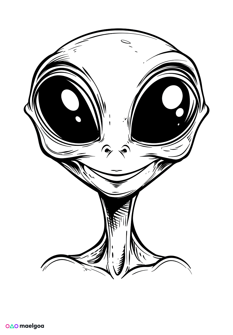 Image gratuite Coloriage visage extraterrestre 1