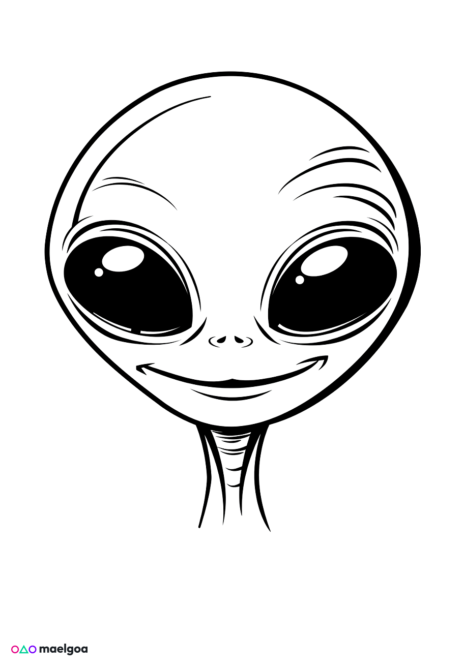 Image gratuite Coloriage visage extraterrestre 2
