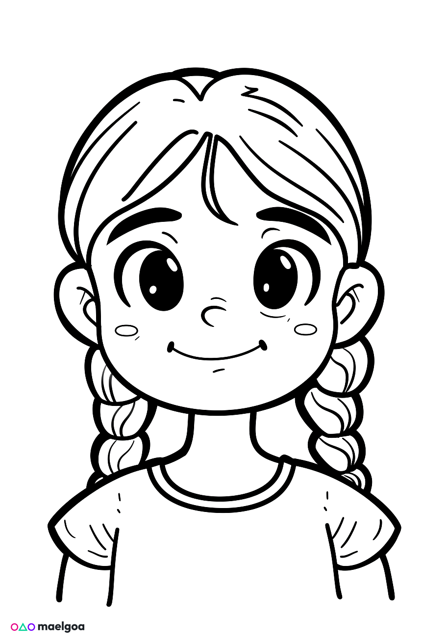Image gratuite Coloriage visage fille souriante 1