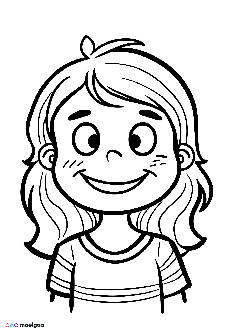 Image gratuite Coloriage visage fille souriante 3