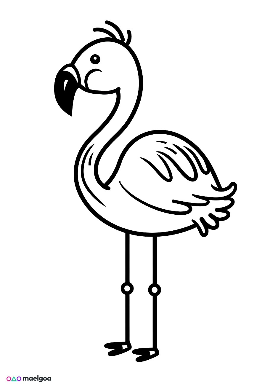 Image gratuite Coloriage visage flamant rose souriant 2