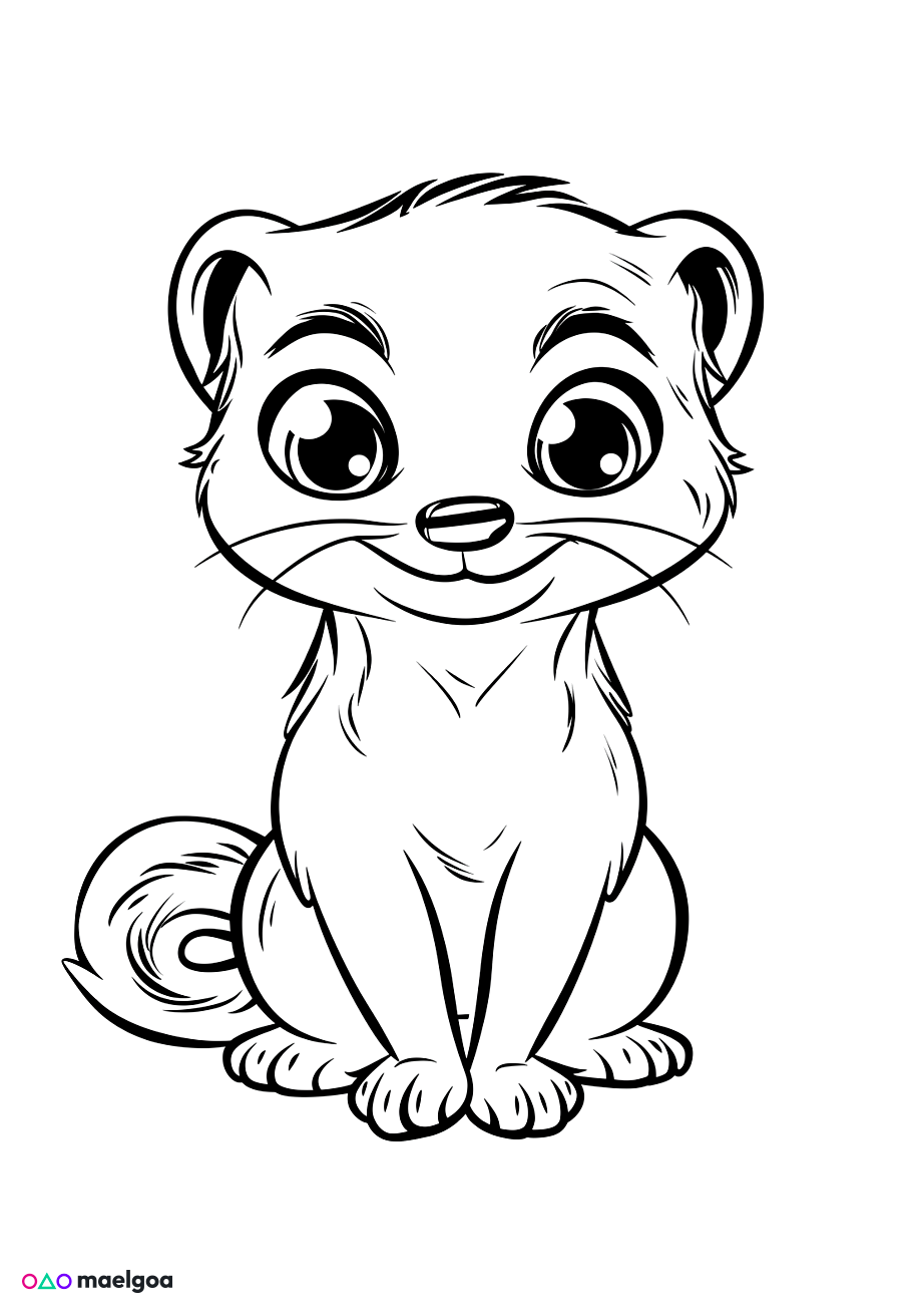 Image gratuite Coloriage visage furet souriant 2