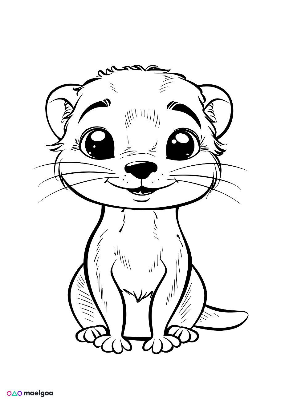 Image gratuite Coloriage visage furet souriant 3