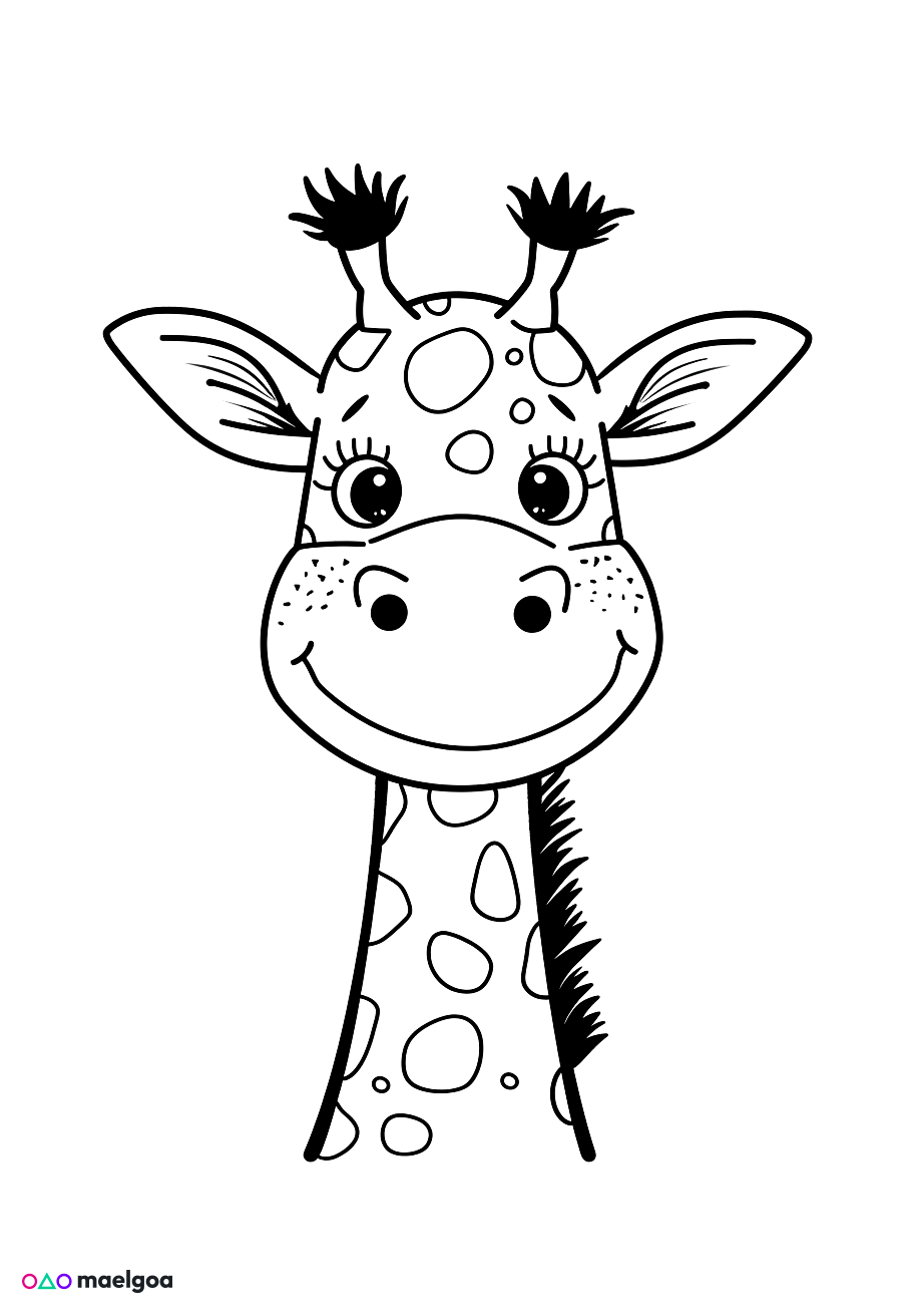 Image gratuite Coloriage visage girafe souriant 1