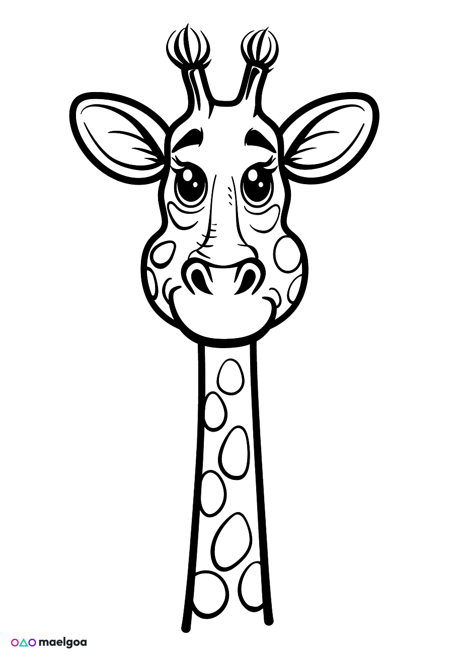 Image gratuite Coloriage visage girafe souriant 2