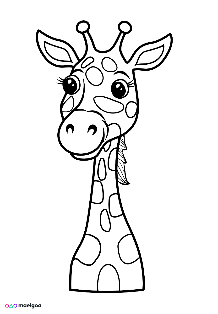 Image gratuite Coloriage visage girafe souriant 3