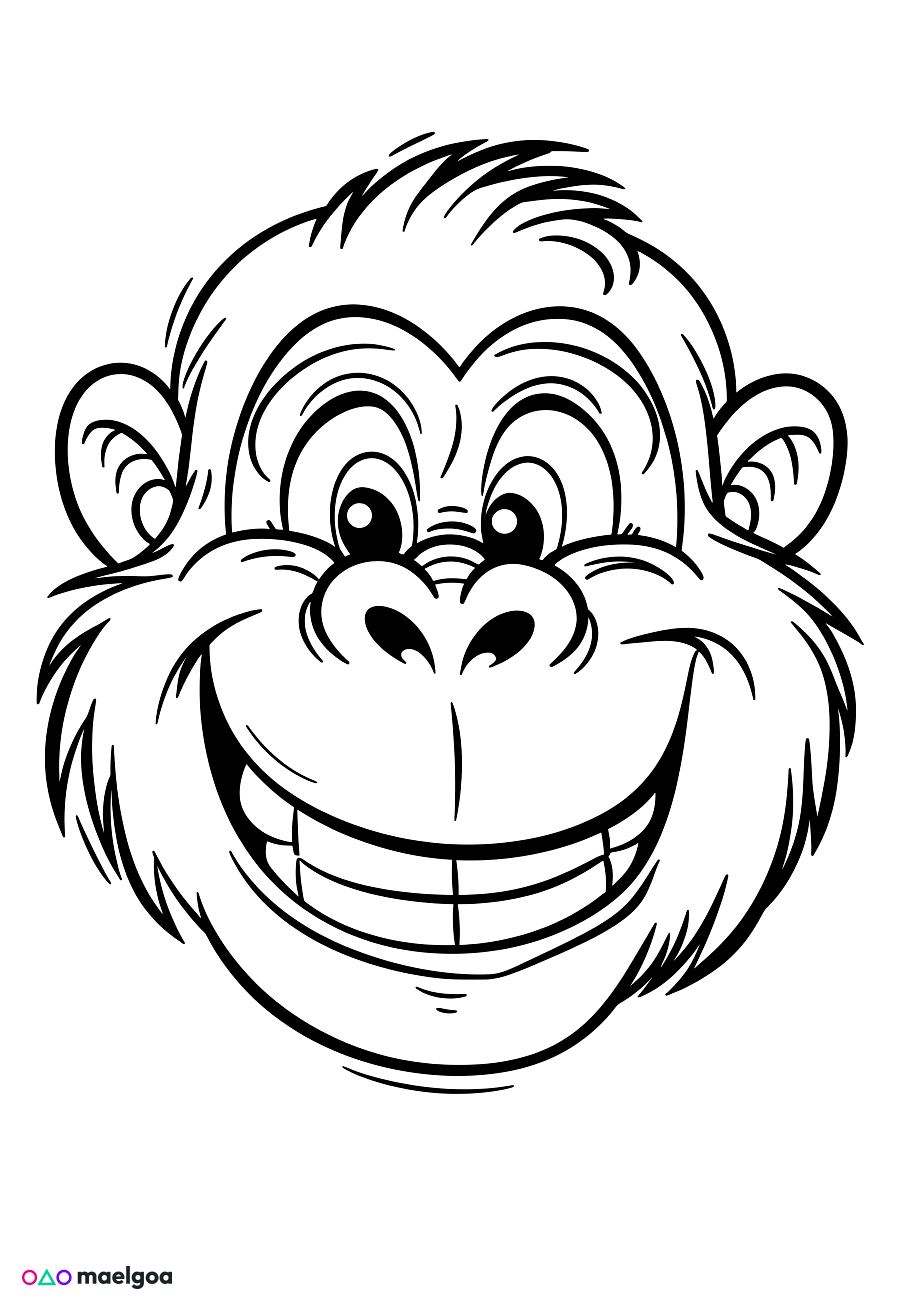 Image gratuite Coloriage visage gorille souriant 1