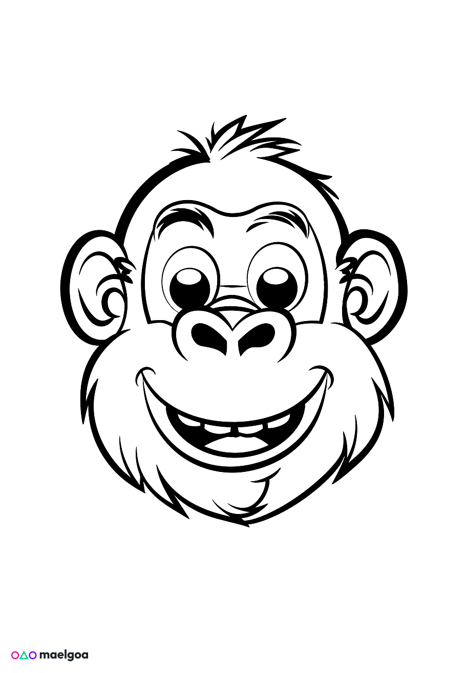 Image gratuite Coloriage visage gorille souriant 4