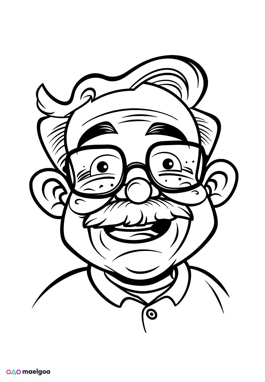 Image gratuite Coloriage visage grand-père souriant 2