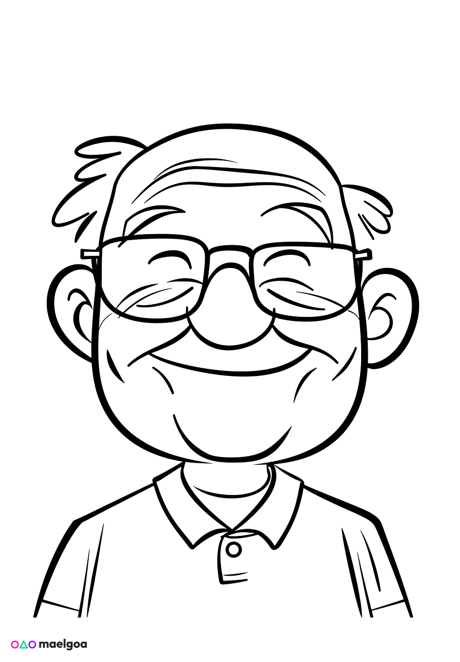 Image gratuite Coloriage visage grand-père souriant 5