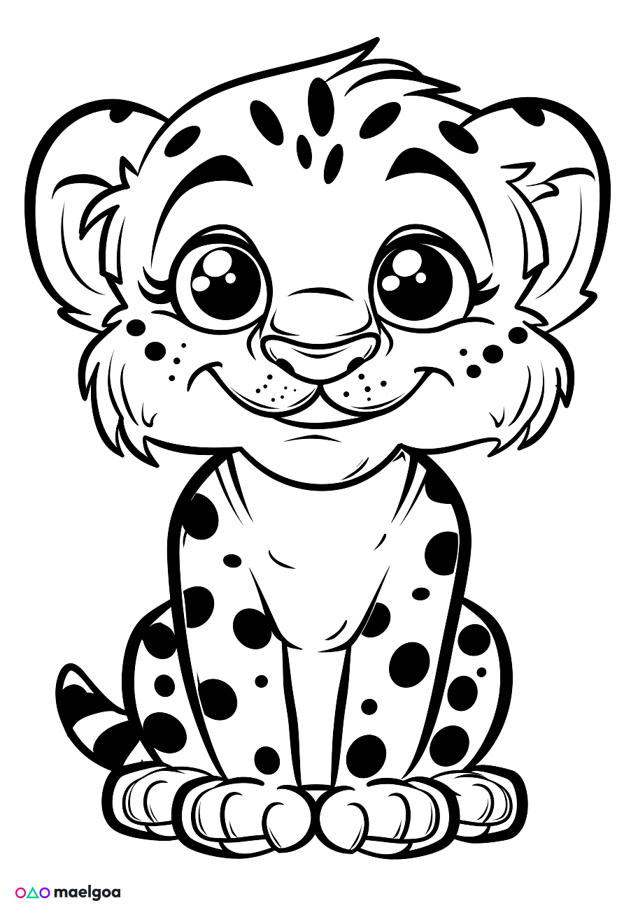Image gratuite Coloriage visage guépard souriant 5