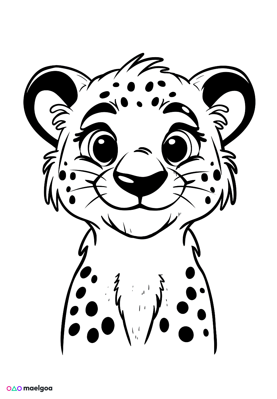 Image gratuite Coloriage visage guépard souriant 6