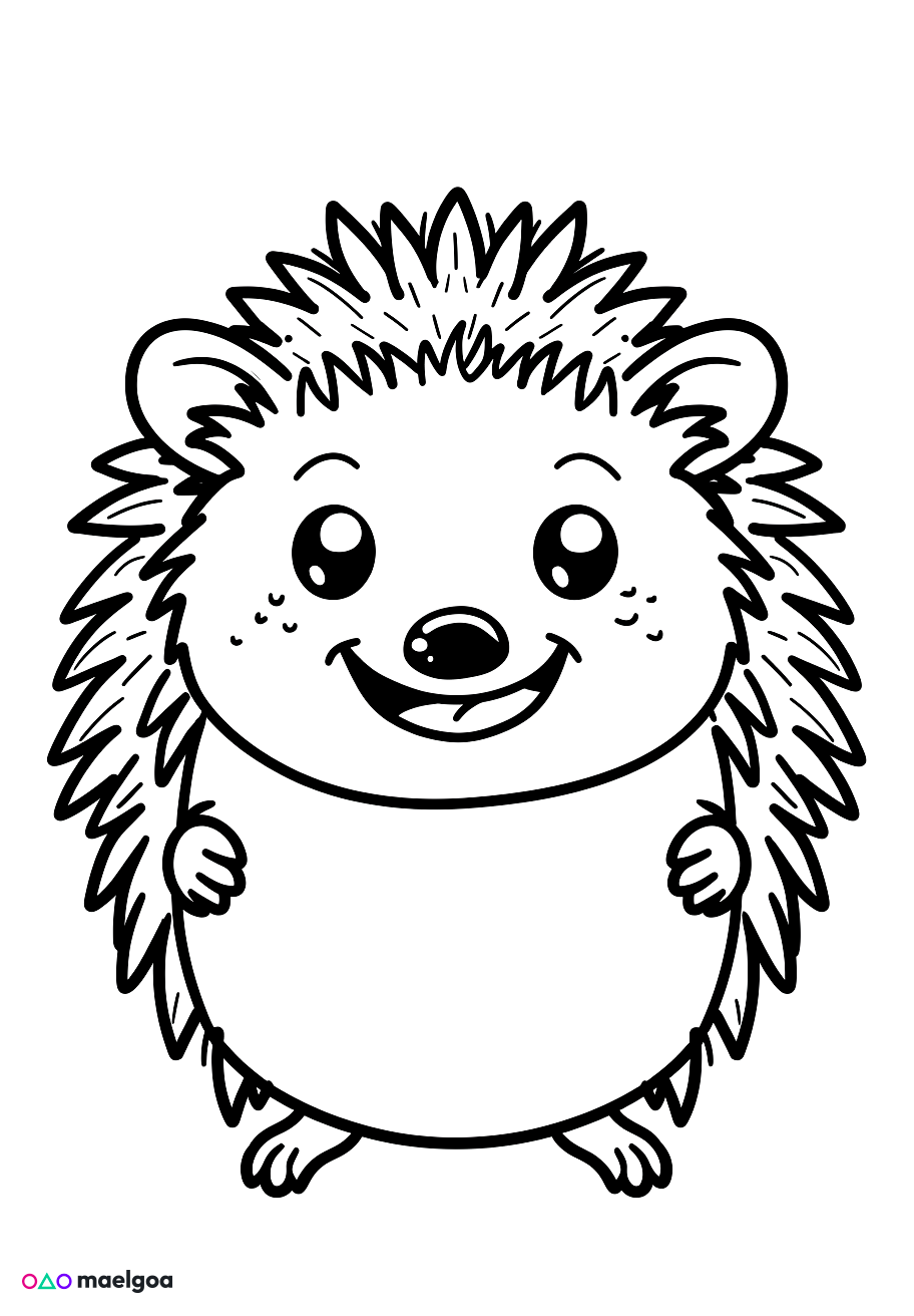 Image gratuite Coloriage visage hérisson souriant 1