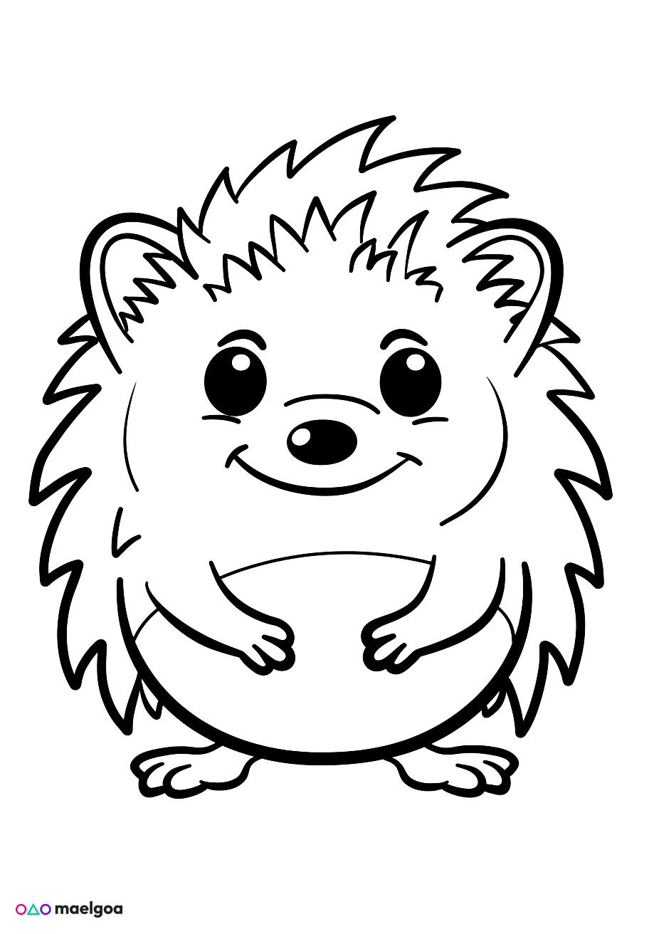 Image gratuite Coloriage visage hérisson souriant 2